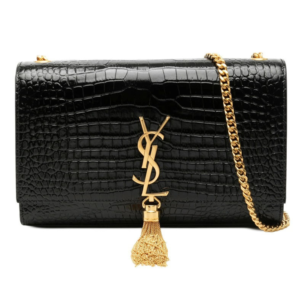 Saint Laurent YSL Kate Tassel Crossbody Chain Shoulder Bag Black Leather